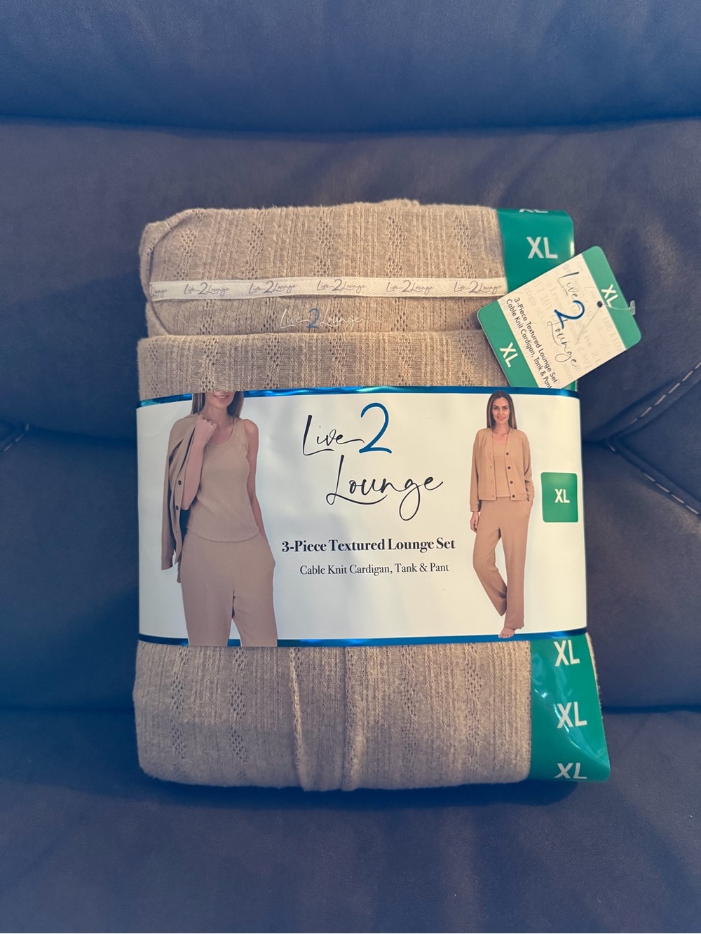 Live 2 Lounge 3-Piece Textured Lounge Set - Beige - XL